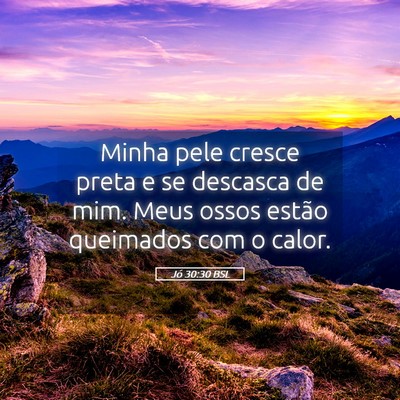 Picture 05 - Jó 30:30 BSL - Minha pele cresce preta e se descasca de mim. - Bible Verse Picture