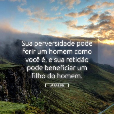 Picture 05 - Jó 35:8 BSL - Sua perversidade pode ferir um homem como você - Bible Verse Picture