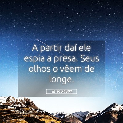 Picture 05 - Jó 39:29 BSL - A partir daí ele espia a presa. Seus olhos o - Bible Verse Picture