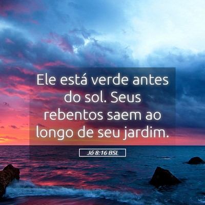 Picture 05 - Jó 8:16 BSL - Ele está verde antes do sol. Seus rebentos saem - Bible Verse Picture