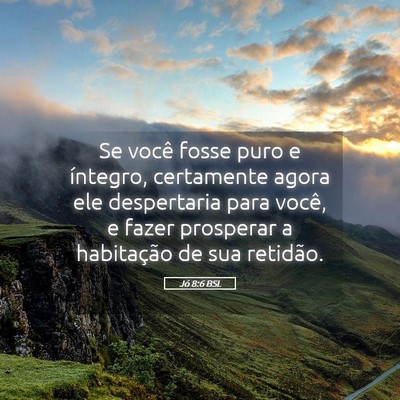 Picture 05 - Jó 8:6 BSL - Se você fosse puro e íntegro, certamente agora - Bible Verse Picture