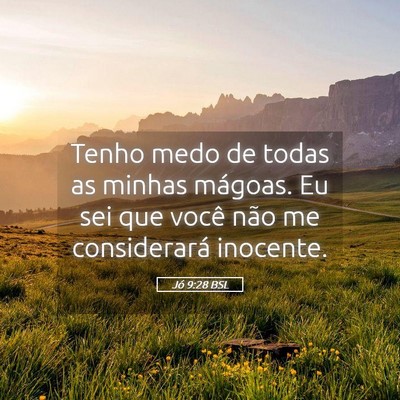 Picture 05 - Jó 9:28 BSL - Tenho medo de todas as minhas mágoas. Eu sei que - Bible Verse Picture
