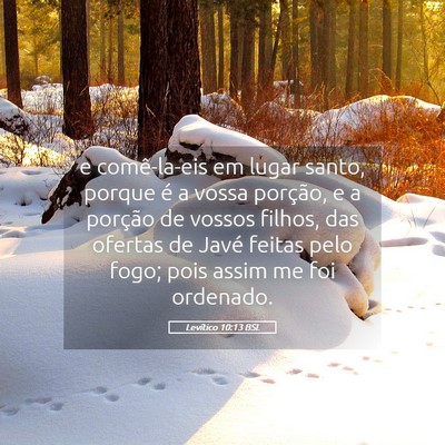 Picture 05 - Levítico 10:13 BSL - e comê-la-eis em lugar santo, porque é a vossa - Bible Verse Picture