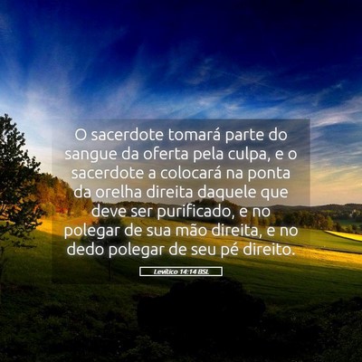 Picture 05 - Levítico 14:14 BSL - O sacerdote tomará parte do sangue da oferta - Bible Verse Picture