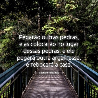 Picture 05 - Levítico 14:42 BSL - Pegarão outras pedras, e as colocarão no lugar - Bible Verse Picture