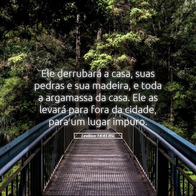 Picture 05 - Levítico 14:45 BSL - Ele derrubará a casa, suas pedras e sua madeira, - Bible Verse Picture