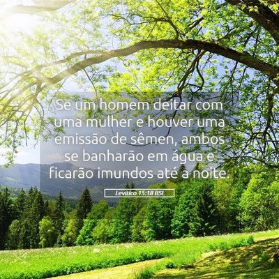 Picture 05 - Levítico 15:18 BSL - Se um homem deitar com uma mulher e houver uma - Bible Verse Picture