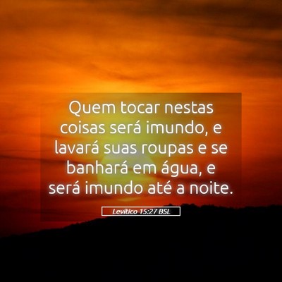 Picture 05 - Levítico 15:27 BSL - Quem tocar nestas coisas será imundo, e lavará - Bible Verse Picture
