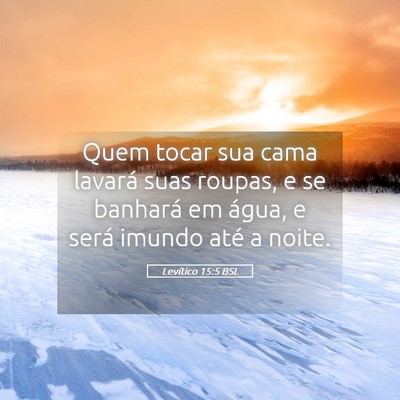 Picture 05 - Levítico 15:5 BSL - Quem tocar sua cama lavará suas roupas, e se - Bible Verse Picture