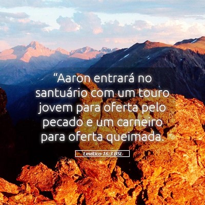 Picture 05 - Levítico 16:3 BSL - “Aaron entrará no santuário com um touro - Bible Verse Picture