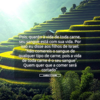Picture 05 - Levítico 17:14 BSL - Pois, quanto à vida de toda carne, seu sangue - Bible Verse Picture