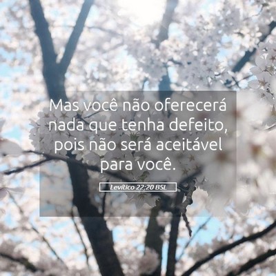 Picture 05 - Levítico 22:20 BSL - Mas você não oferecerá nada que tenha defeito, - Bible Verse Picture