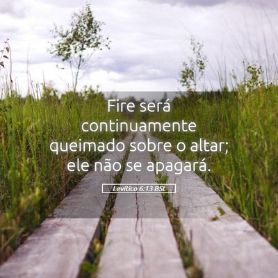 Picture 05 - Levítico 6:13 BSL - Fire será continuamente queimado sobre o altar; - Bible Verse Picture