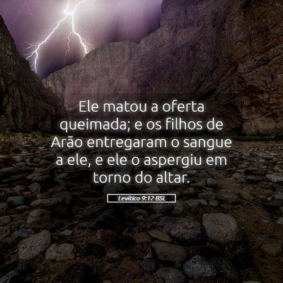 Picture 05 - Levítico 9:12 BSL - Ele matou a oferta queimada; e os filhos de Arão - Bible Verse Picture