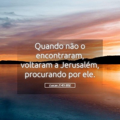 Picture 05 - Lucas 2:45 BSL - Quando não o encontraram, voltaram a Jerusalém, - Bible Verse Picture