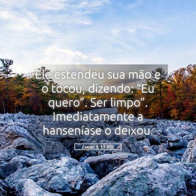 Picture 05 - Lucas 5:13 BSL - Ele estendeu sua mão e o tocou, dizendo: “Eu - Bible Verse Picture