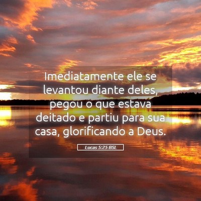 Picture 05 - Lucas 5:25 BSL - Imediatamente ele se levantou diante deles, pegou - Bible Verse Picture