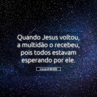 Picture 05 - Lucas 8:40 BSL - Quando Jesus voltou, a multidão o recebeu, pois - Bible Verse Picture