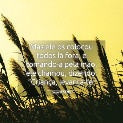 Picture 05 - Lucas 8:54 BSL - Mas ele os colocou todos lá fora, e tomando-a - Bible Verse Picture