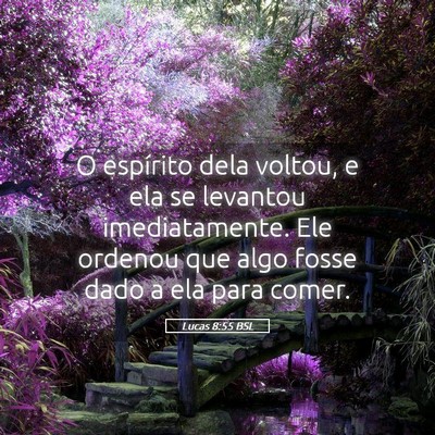 Picture 05 - Lucas 8:55 BSL - O espírito dela voltou, e ela se levantou - Bible Verse Picture