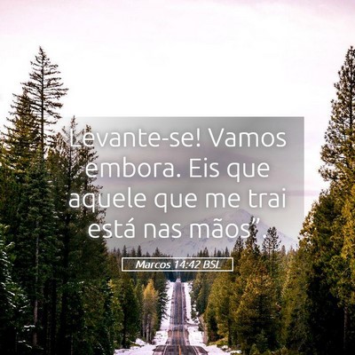 Picture 05 - Marcos 14:42 BSL - Levante-se! Vamos embora. Eis que aquele que me - Bible Verse Picture