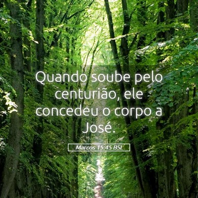 Picture 05 - Marcos 15:45 BSL - Quando soube pelo centurião, ele concedeu o - Bible Verse Picture