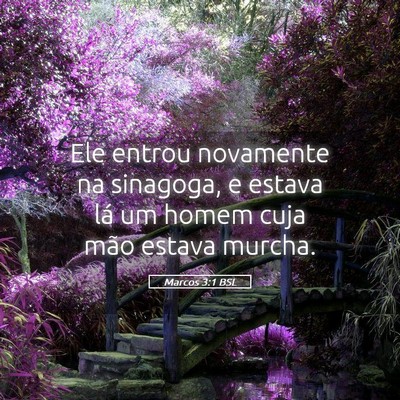 Picture 05 - Marcos 3:1 BSL - Ele entrou novamente na sinagoga, e estava lá um - Bible Verse Picture