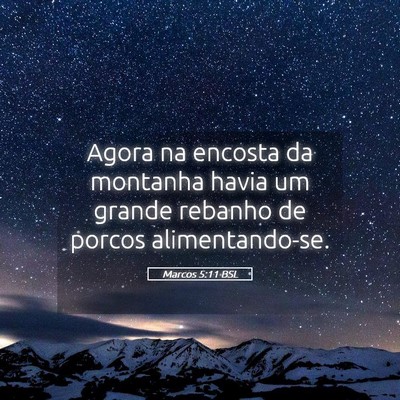Picture 05 - Marcos 5:11 BSL - Agora na encosta da montanha havia um grande - Bible Verse Picture