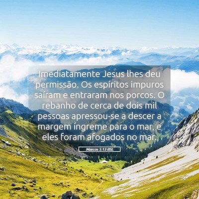 Picture 05 - Marcos 5:13 BSL - Imediatamente Jesus lhes deu permissão. Os - Bible Verse Picture