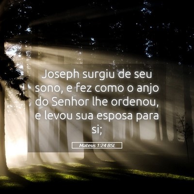 Picture 05 - Mateus 1:24 BSL - Joseph surgiu de seu sono, e fez como o anjo do - Bible Verse Picture