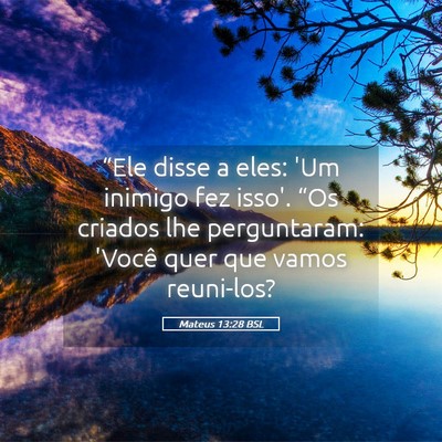 Picture 05 - Mateus 13:28 BSL - “Ele disse a eles: 'Um inimigo fez isso'. “Os - Bible Verse Picture