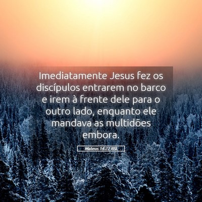 Picture 05 - Mateus 14:22 BSL - Imediatamente Jesus fez os discípulos entrarem - Bible Verse Picture