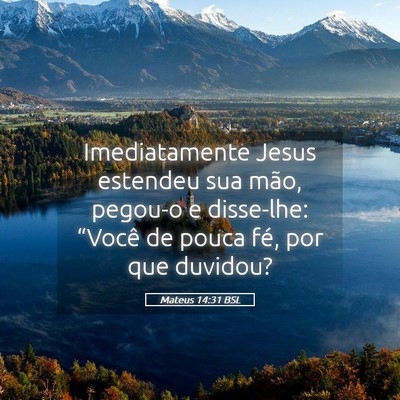 Picture 05 - Mateus 14:31 BSL - Imediatamente Jesus estendeu sua mão, pegou-o e - Bible Verse Picture