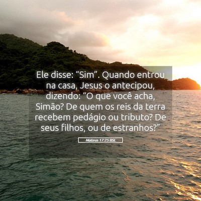 Picture 05 - Mateus 17:25 BSL - Ele disse: “Sim”. Quando entrou na casa, - Bible Verse Picture