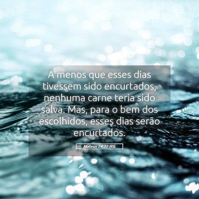 Picture 05 - Mateus 24:22 BSL - A menos que esses dias tivessem sido encurtados, - Bible Verse Picture