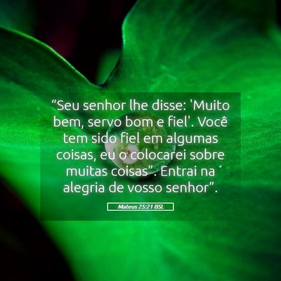 Picture 05 - Mateus 25:21 BSL - “Seu senhor lhe disse: 'Muito bem, servo bom e - Bible Verse Picture