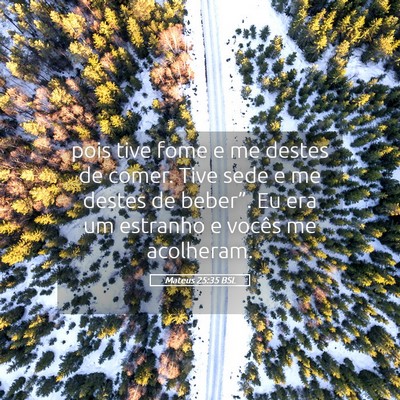 Picture 05 - Mateus 25:35 BSL - pois tive fome e me destes de comer. Tive sede e - Bible Verse Picture