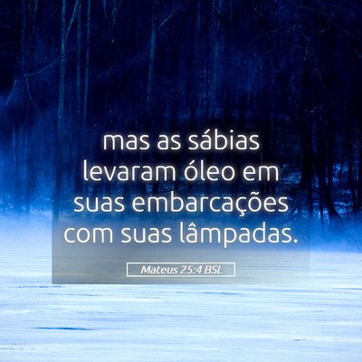 Picture 05 - Mateus 25:4 BSL - mas as sábias levaram óleo em suas - Bible Verse Picture