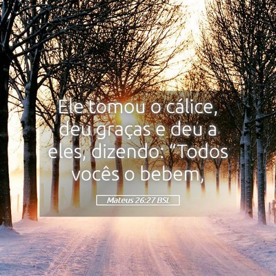 Picture 05 - Mateus 26:27 BSL - Ele tomou o cálice, deu graças e deu a eles, - Bible Verse Picture