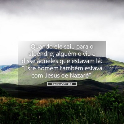 Picture 05 - Mateus 26:71 BSL - Quando ele saiu para o alpendre, alguém o viu e - Bible Verse Picture