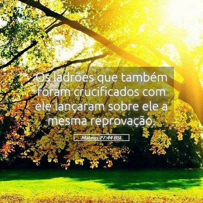 Picture 05 - Mateus 27:44 BSL - Os ladrões que também foram crucificados com - Bible Verse Picture