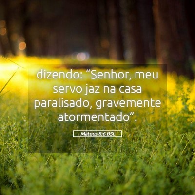Picture 05 - Mateus 8:6 BSL - dizendo: “Senhor, meu servo jaz na casa - Bible Verse Picture