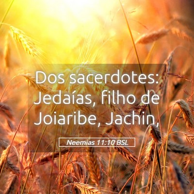 Picture 05 - Neemias 11:10 BSL - Dos sacerdotes: Jedaías, filho de Joiaribe, - Bible Verse Picture