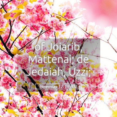 Picture 05 - Neemias 12:19 BSL - of Joiarib, Mattenai; de Jedaiah, - Bible Verse Picture