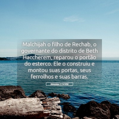 Picture 05 - Neemias 3:14 BSL - Malchijah o filho de Rechab, o governante do - Bible Verse Picture