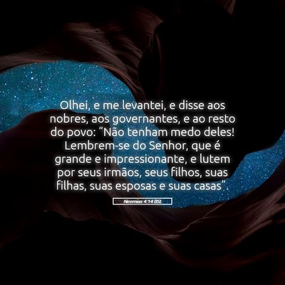 Picture 05 - Neemias 4:14 BSL - Olhei, e me levantei, e disse aos nobres, aos - Bible Verse Picture