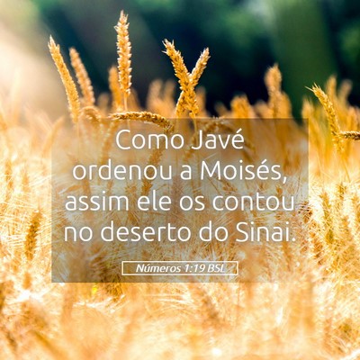 Picture 05 - Números 1:19 BSL - Como Javé ordenou a Moisés, assim ele os contou - Bible Verse Picture