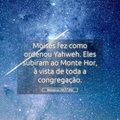 Picture 05 - Números 20:27 BSL - Moisés fez como ordenou Yahweh. Eles subiram ao - Bible Verse Picture