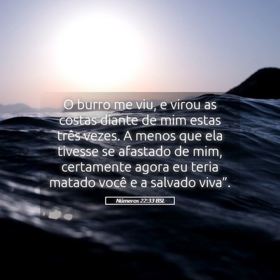 Picture 05 - Números 22:33 BSL - O burro me viu, e virou as costas diante de mim - Bible Verse Picture