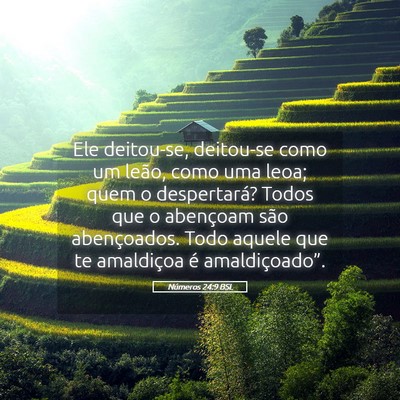 Picture 05 - Números 24:9 BSL - Ele deitou-se, deitou-se como um leão, como uma - Bible Verse Picture